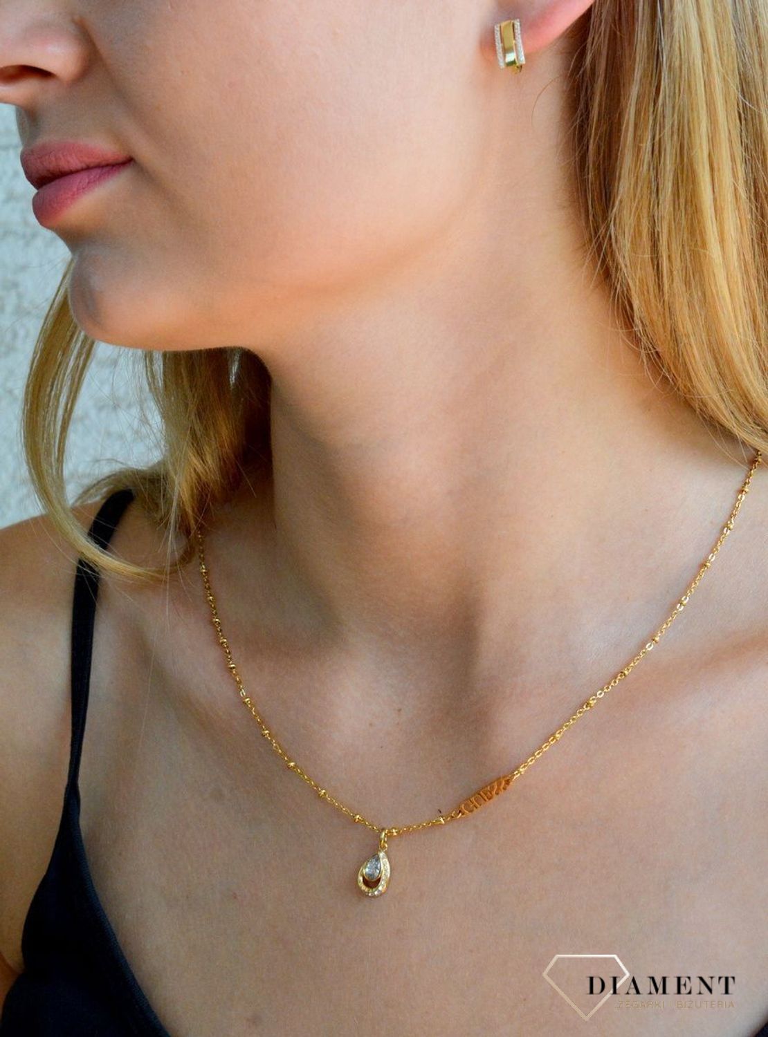 Złote kolczyki damskie 375 klasyczne angielskie z cyrkoniami KL 8819 375 (2).jpg